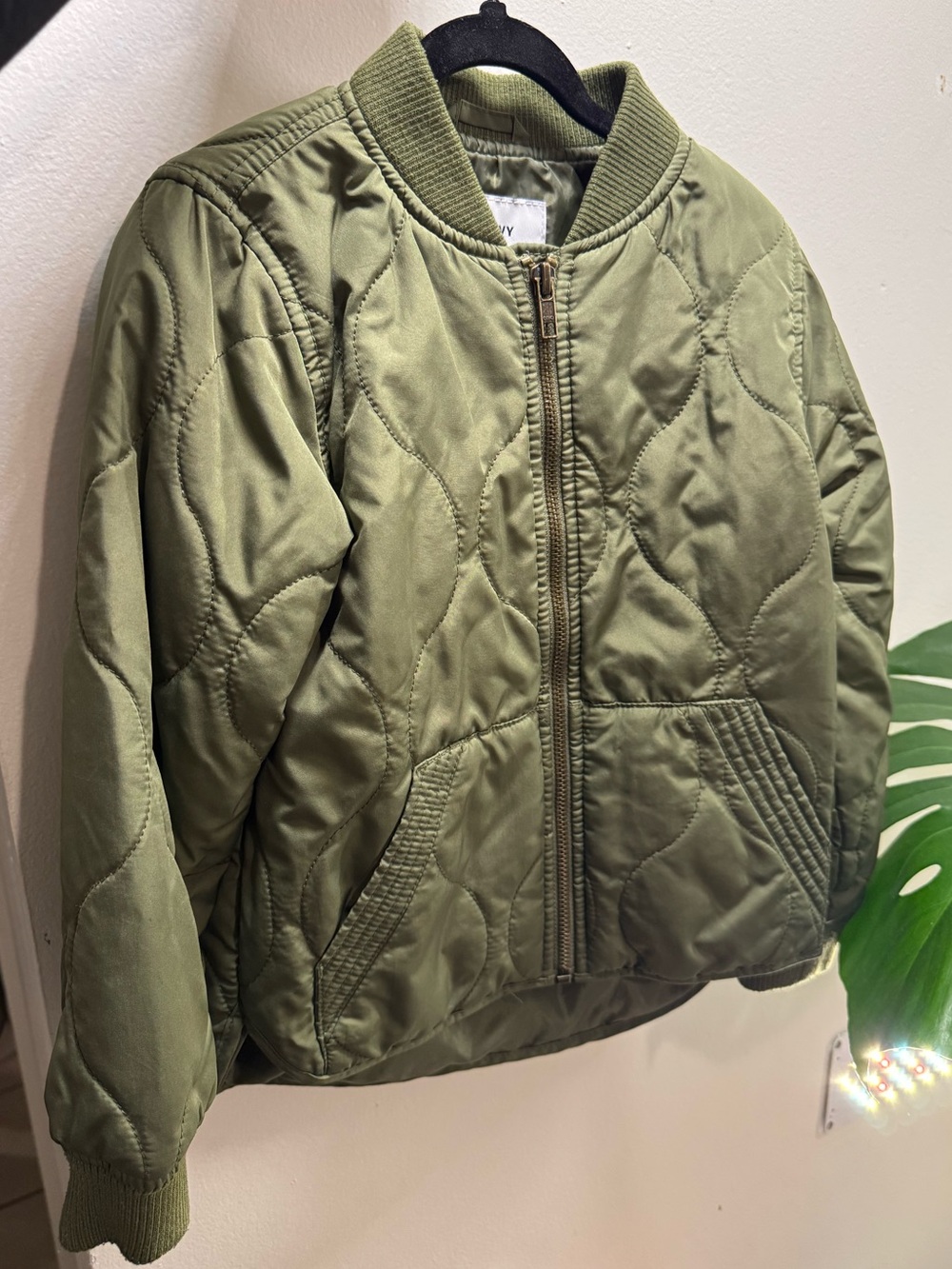 Old Navy Olive Quilted Bomber Jacket for Kids